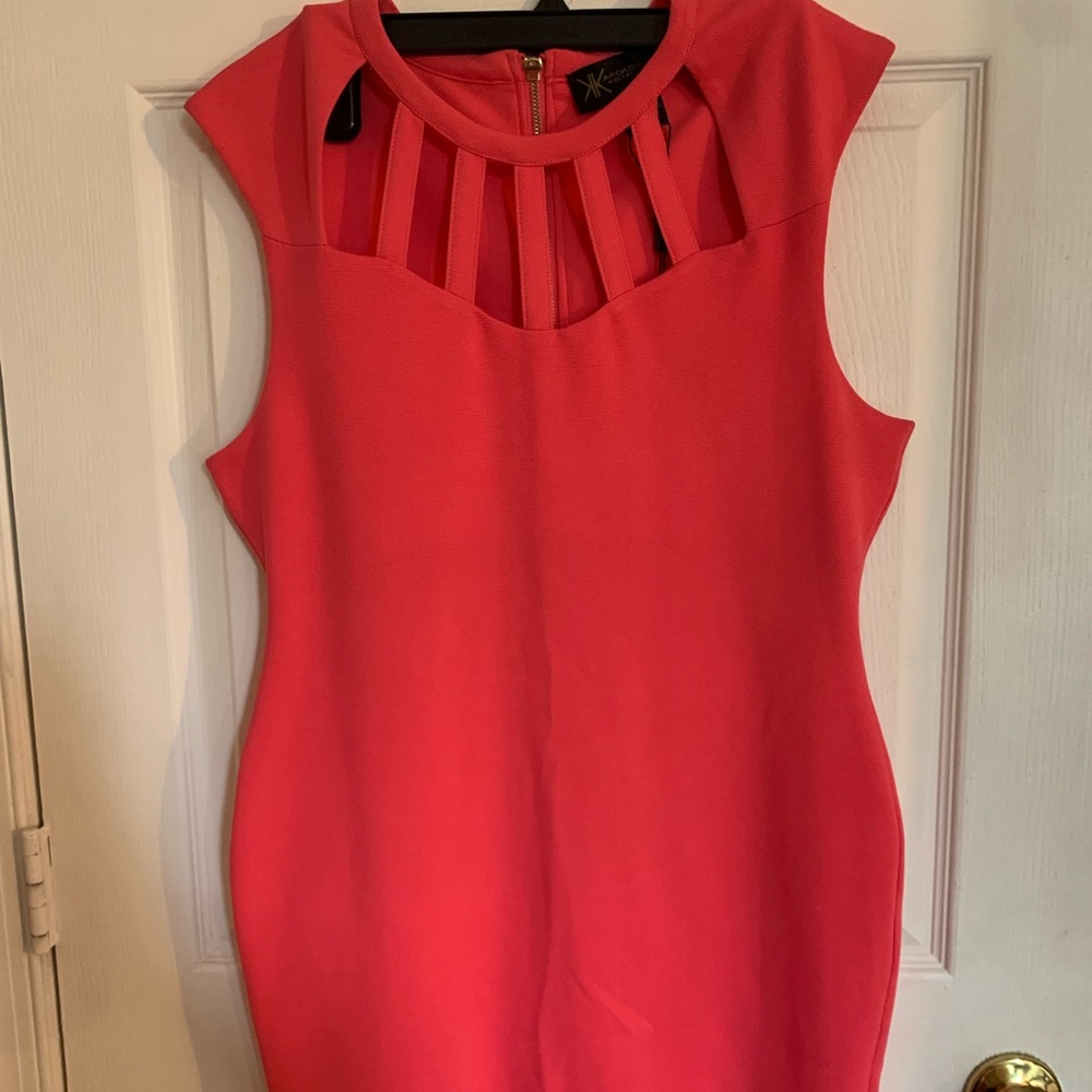 Pink Cut Out Neck Dress Size L Kardashian Kollection New with tags